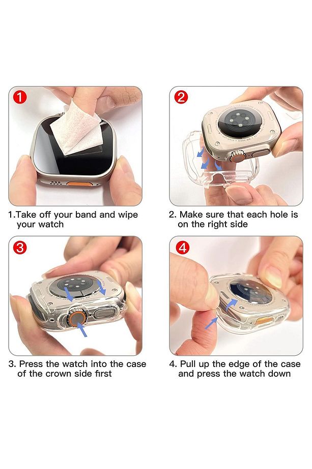 2 Adet Apple Watch 8 Ultra 9 Ultra 2 360 Tam Koruma (49 MM) Yumuşak Silikon Tpu Ekran Koruyucu Kılıf - 6