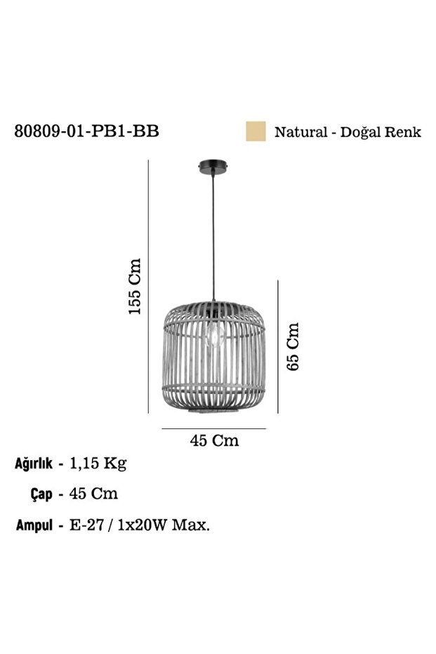 PALMES 01 Q50 CM BAMBOO AVİZE - 3