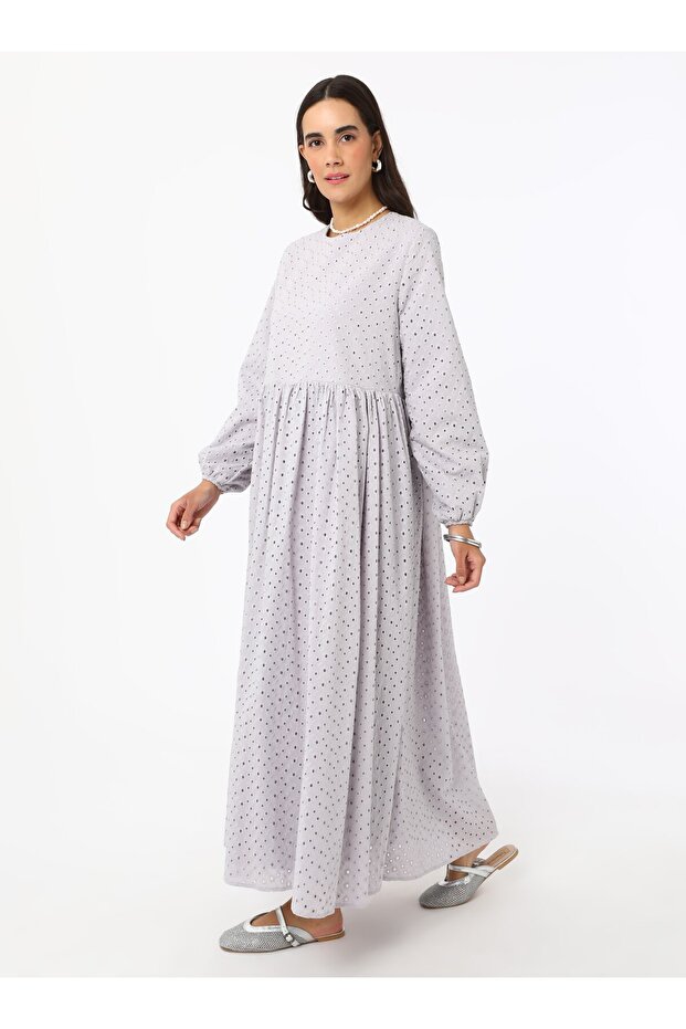 Brode Tesettür Elbise - Lila - Refka - 2