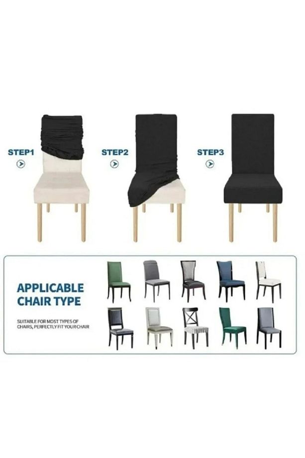 sandalye Kılıfı, Sandalye Örtüsü, Lastikli,likralı Yıkanabılır 1Adet sandalye örtüsü - 3