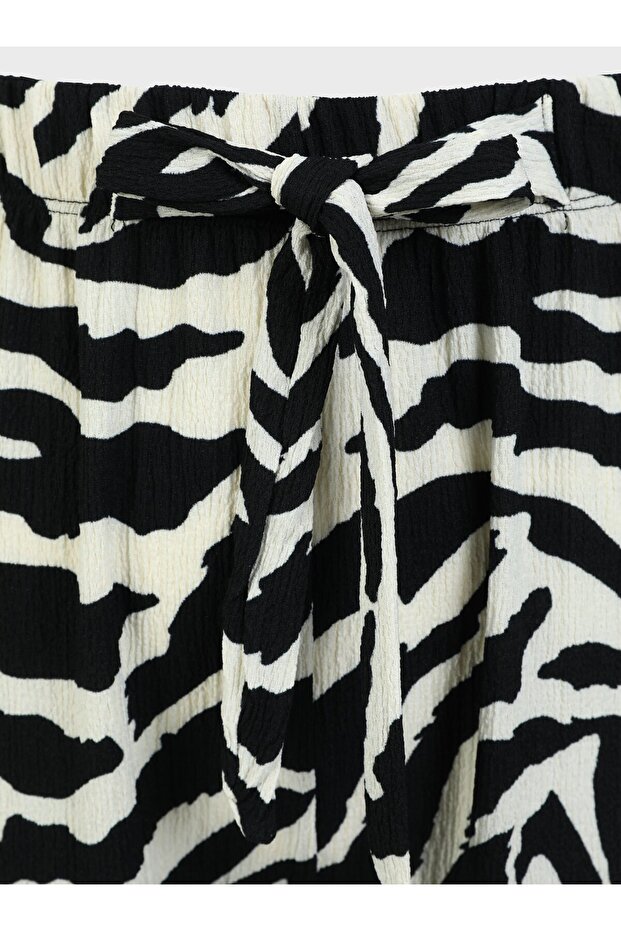 بنطلون مقاس كبير منقوش - أسود - علياء - 4