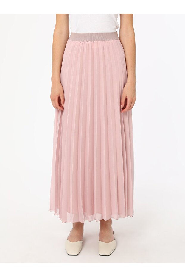 Piliseli Şifon Etek - Pudra - Refka - 6