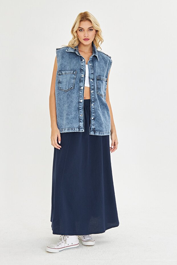 Indigo Boyfriend Jean/Denim Vest