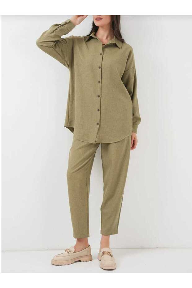 طقم مزدوج من الكتان العادي # 6699 - 3