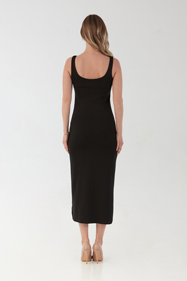 Basic Kalın Askılı Salaş Modal Elbise - 6