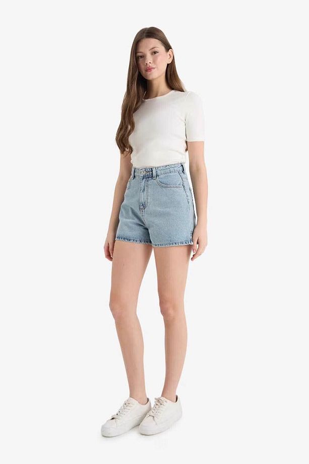 Mom Fit Yüksek Bel Crop Fit Jean Şort E0928ax25sm - 3