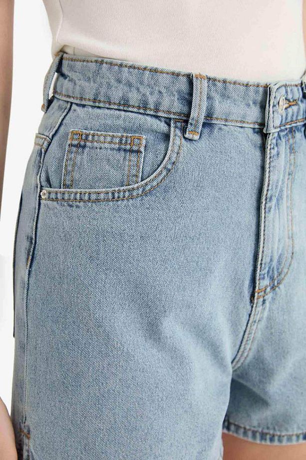 Mom Fit Yüksek Bel Crop Fit Jean Şort E0928ax25sm - 5
