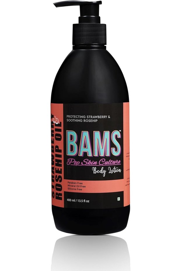 BAMS | Strawberry & Rosehip Oil Body Lotion | Brightening & Rejuvenating Moisturizer with Natural Ex