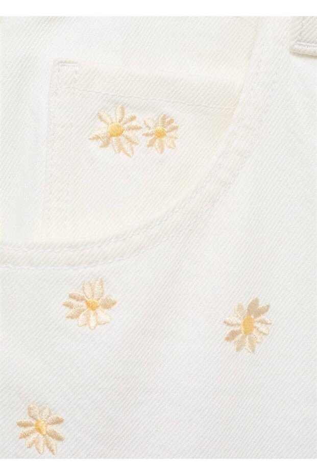 Wideleg çiçek işlemeli jean - 7