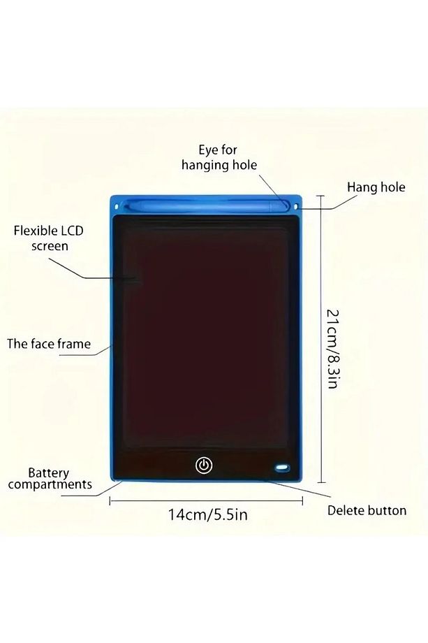 Writing Tablet LCD 8.5'' Yazı Tahtası Dijital Kalemli (Mavi) - 6