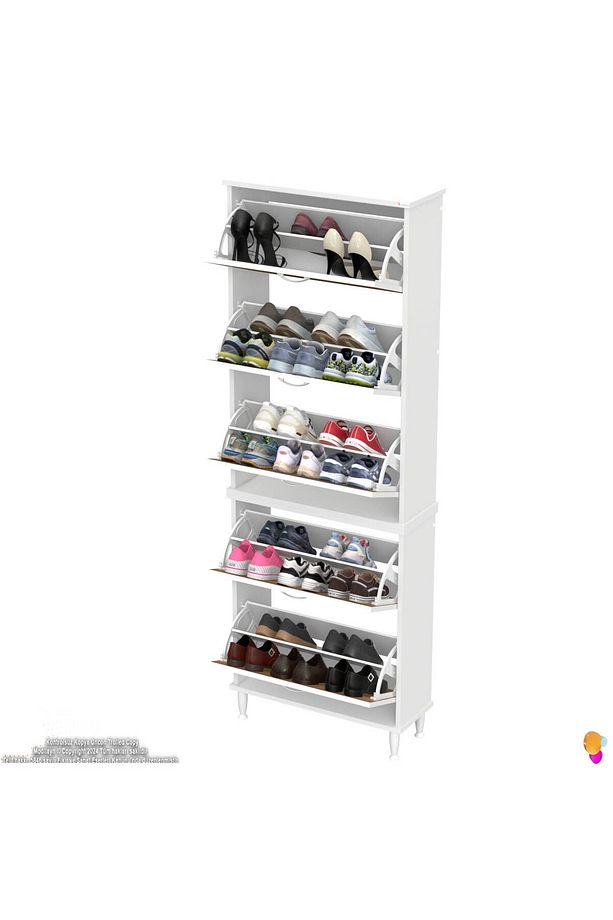 Varbi Umay' 2 Li Kapı Önü 72x205x26 Cm’ Lik 5 Düşer Kapak 10 Göz Bölme Raf Ayakkabılık - 7