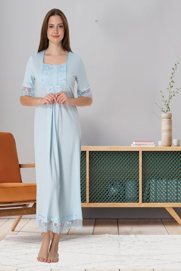 Effortt Maternity Lace Detailed Nightgown 6033