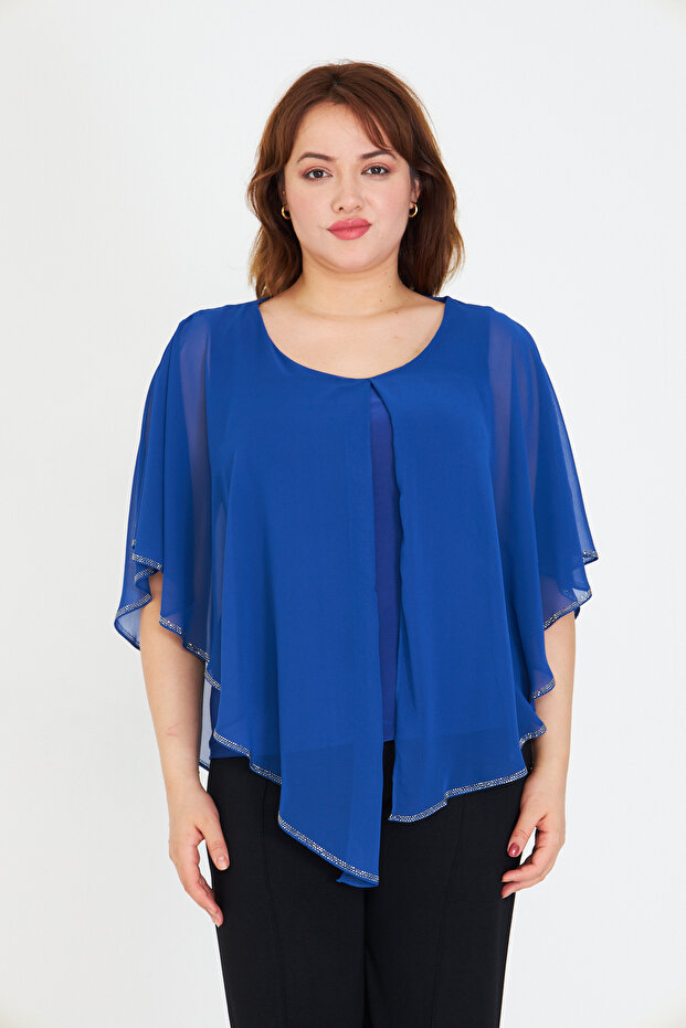 Women's Blouse with Rhinestones Chiffon Plus Size - Stylish and Modern Design