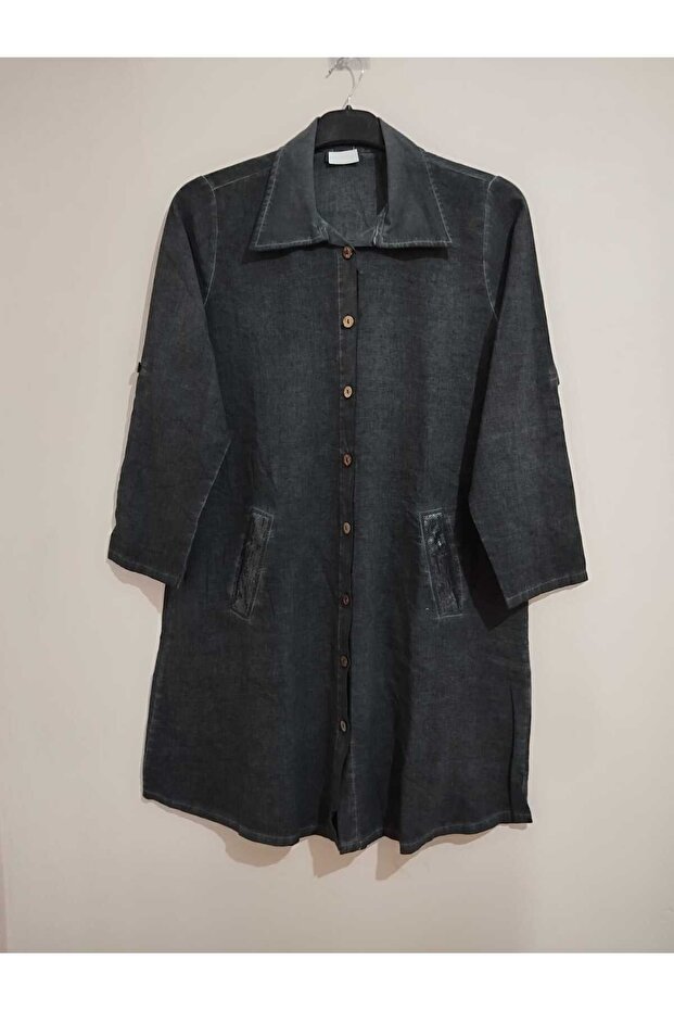 100% Pure cotton, grinded, lycra free, expanding downward, long sleeve, 2 pockets, tunic