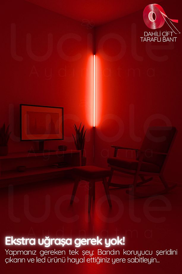 Led Abajur Aplik Gece Lambası Rgb Lambader 16 Renkli Uzaktan Kumandalı Işık 4 Animasyonlu Luciled1 - 5