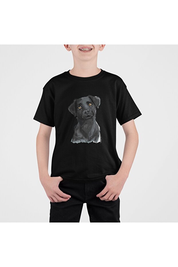100% Cotton Children's -Köpek3 - Transfer Printed Round Neck Short Sleeve T-Shirt