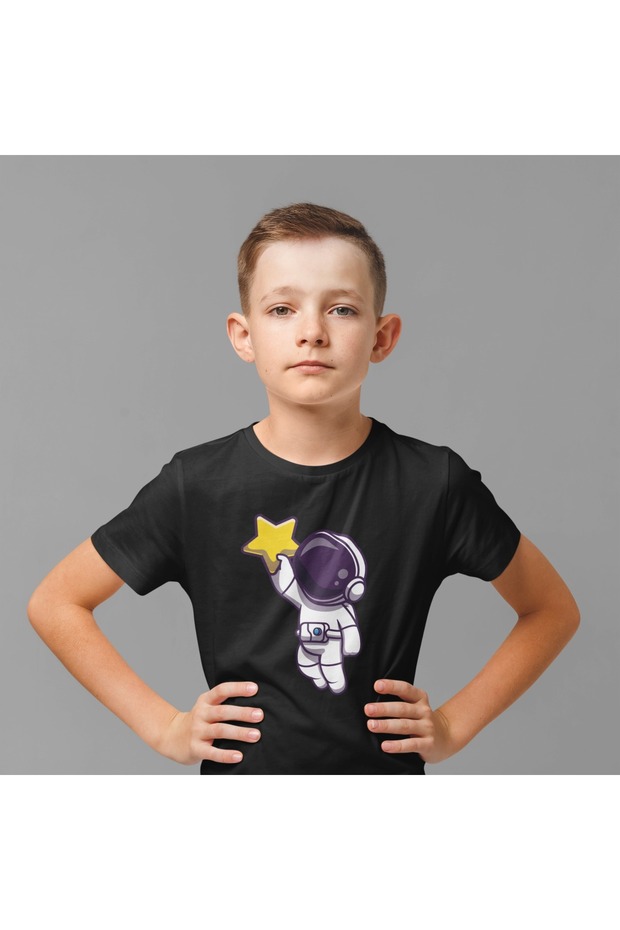 100% Cotton Children's -Starry Astronaut- Transfer Printed Round Neck Short Sleeve T-Shirt
