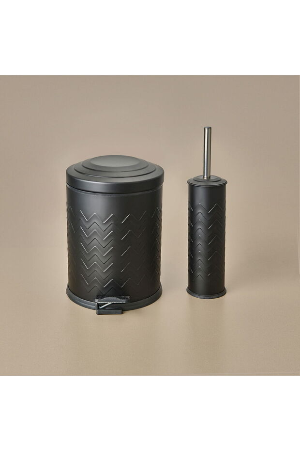 طقم حمام منقوش مكون من قطعتين - أسود - 2