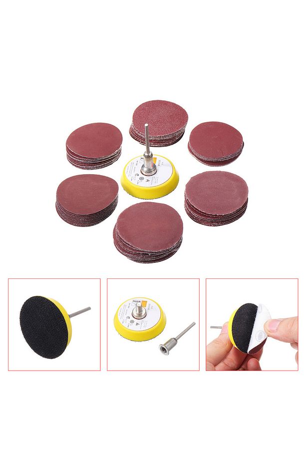Pimli Mini Cırt Zımpara Taban Seti Gravür Ve Matkap Uyumlu 5 cm 60 Adet Zımparalı Set 721757 - 4