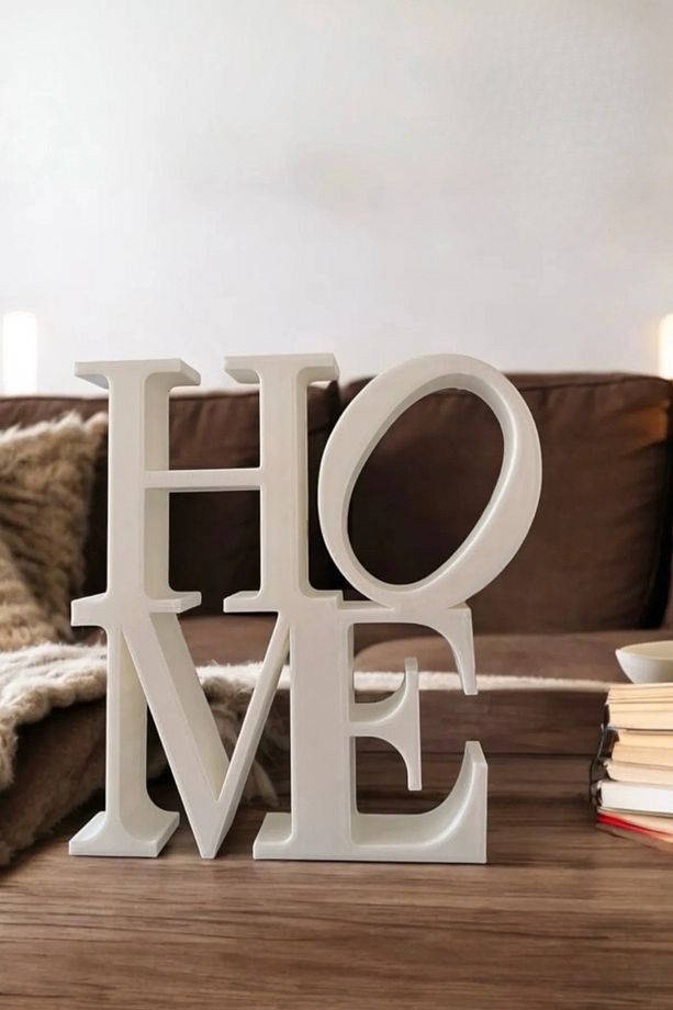 '' HOME '' Yazılı Dekoratif Biblo 16 X 16 X 2.5 Şık Tasarım, Kullanışlı Boyut - 2