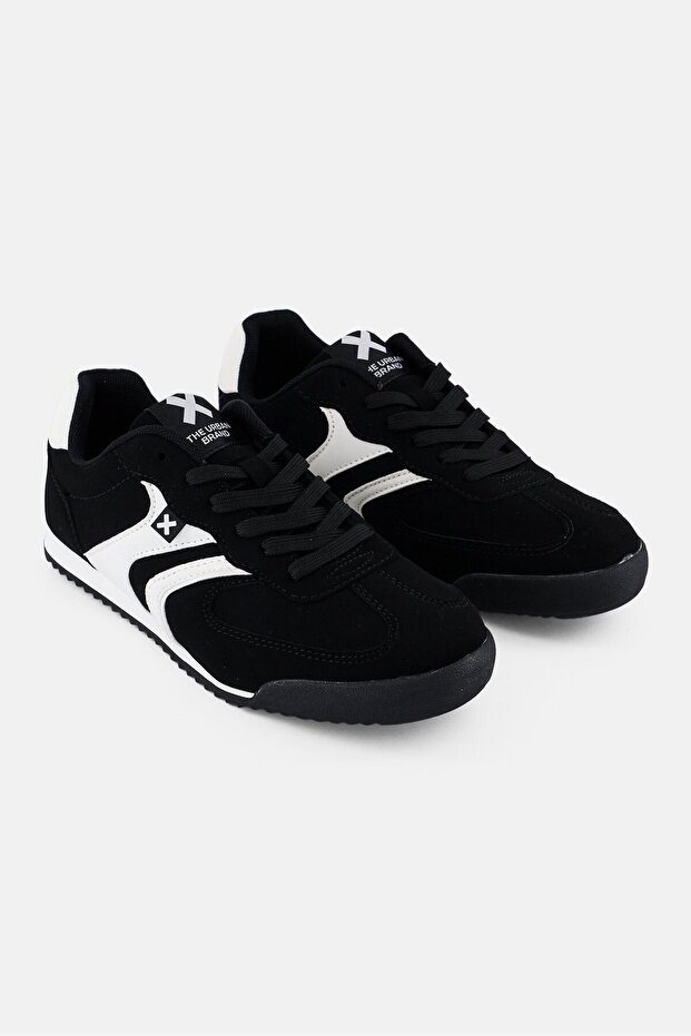 Women Lace Up Casual Shoes, Black