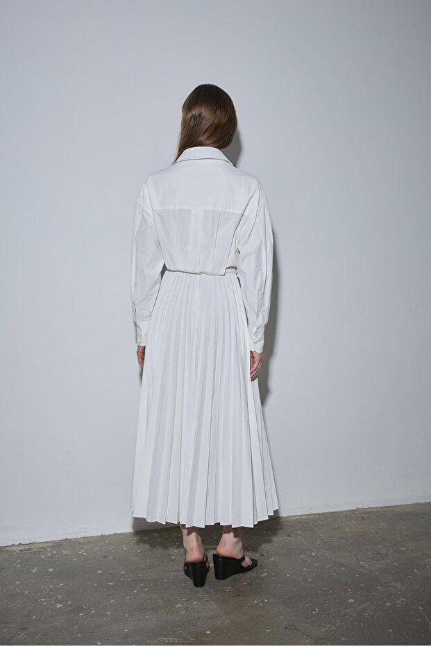 Beyaz Celia Anvelop Elbise - 4