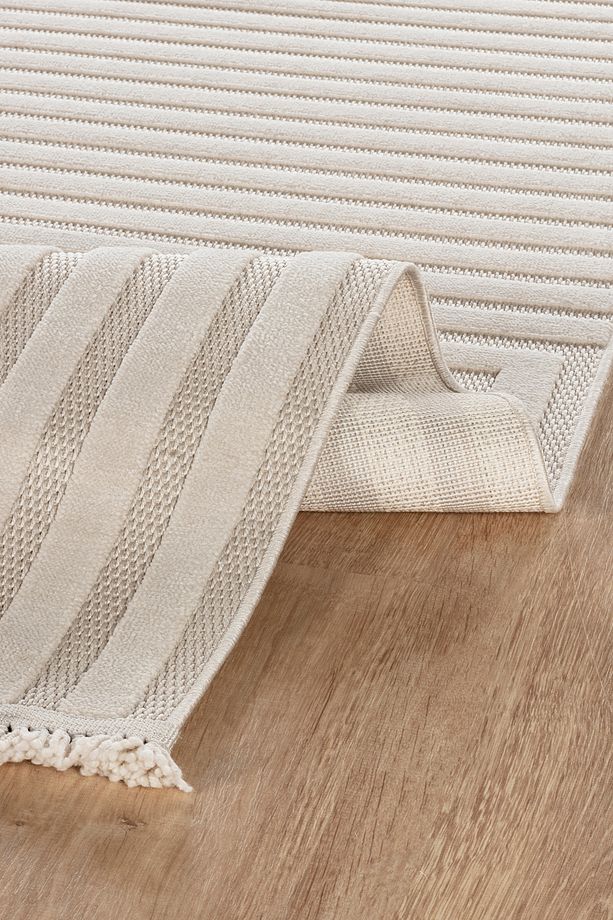 Kaşmir Halı İskandinav Rune White Salon Mutfak Halısı Yolluk - 4