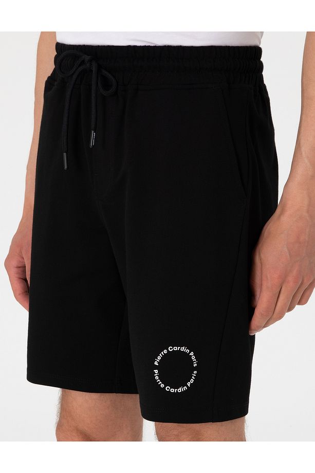 Siyah Regular Fit Örme Şort 50310107-VR046 - 5