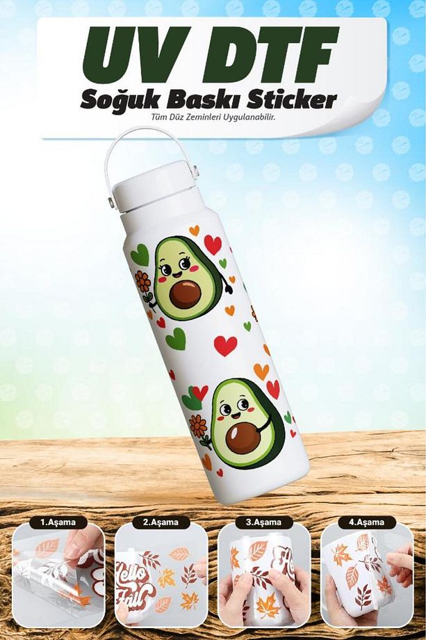 Desenli Bardak Sarma Transfer Etiketi Kabartma Sticker Çıkartma Suya Dayanıklı-T1260- - 2