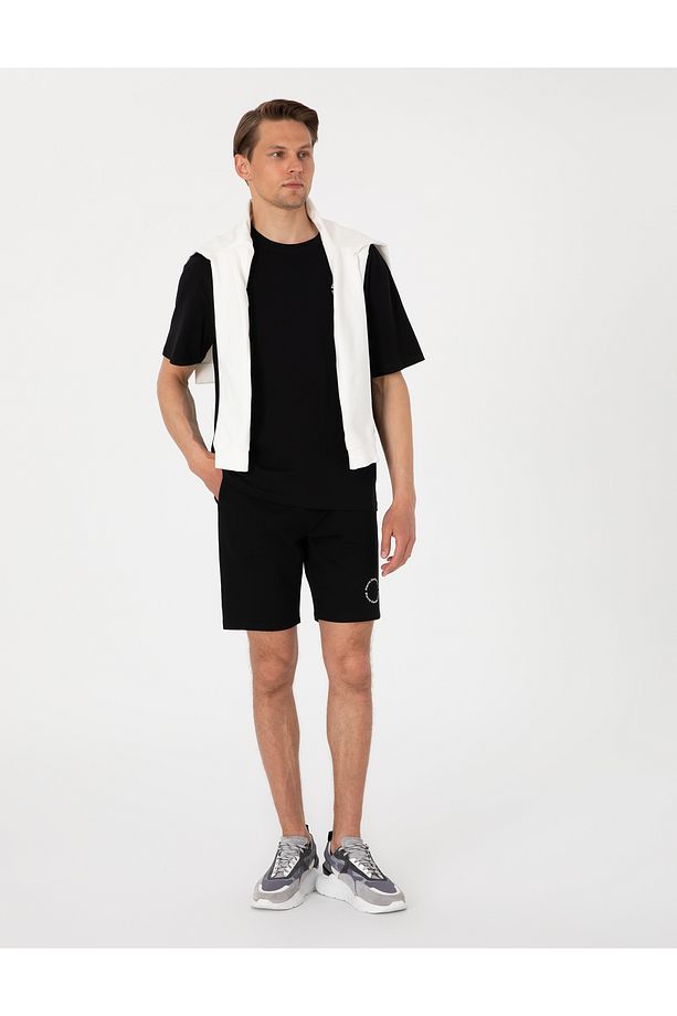 Siyah Regular Fit Örme Şort 50310107-VR046 - 3