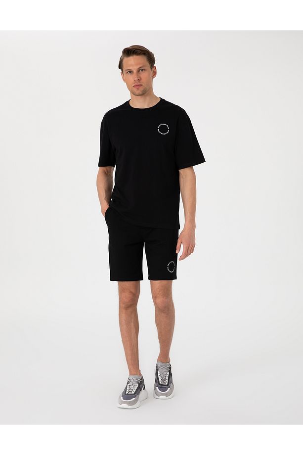 Siyah Regular Fit Örme Şort 50310107-VR046 - 1