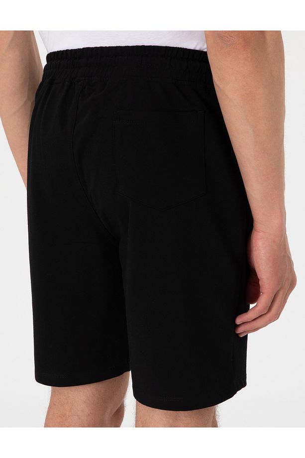 Siyah Regular Fit Örme Şort 50310107-VR046 - 6