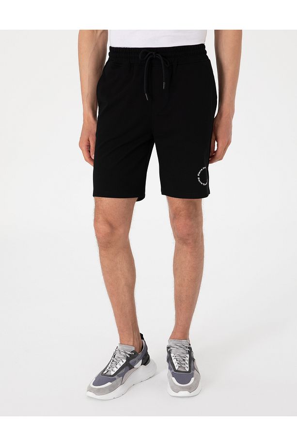 Siyah Regular Fit Örme Şort 50310107-VR046 - 2