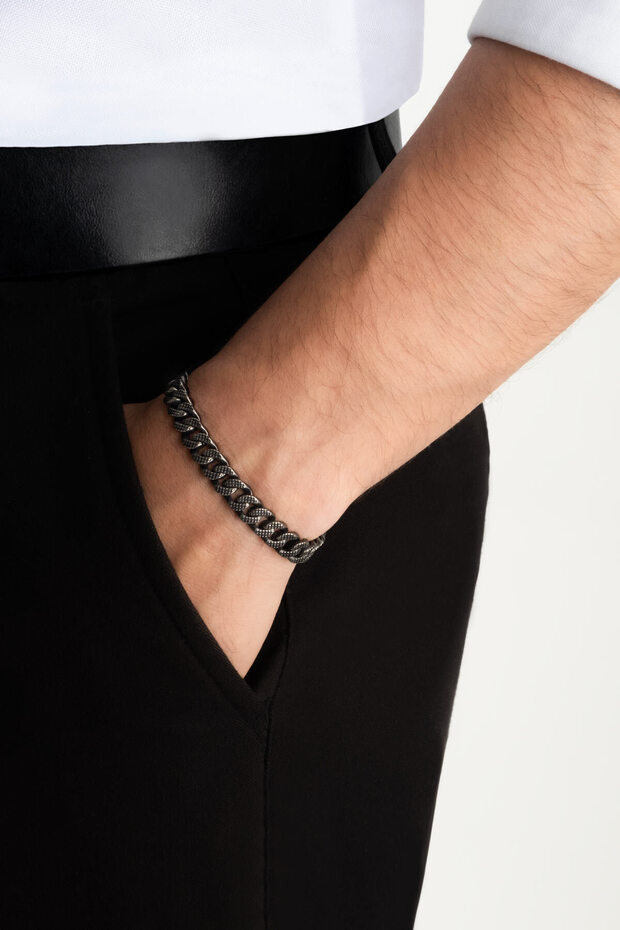 Örgü Model Çelik Erkek Bileklik - 4