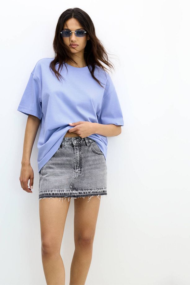 Interlock kumaş oversize t-shirt - 1