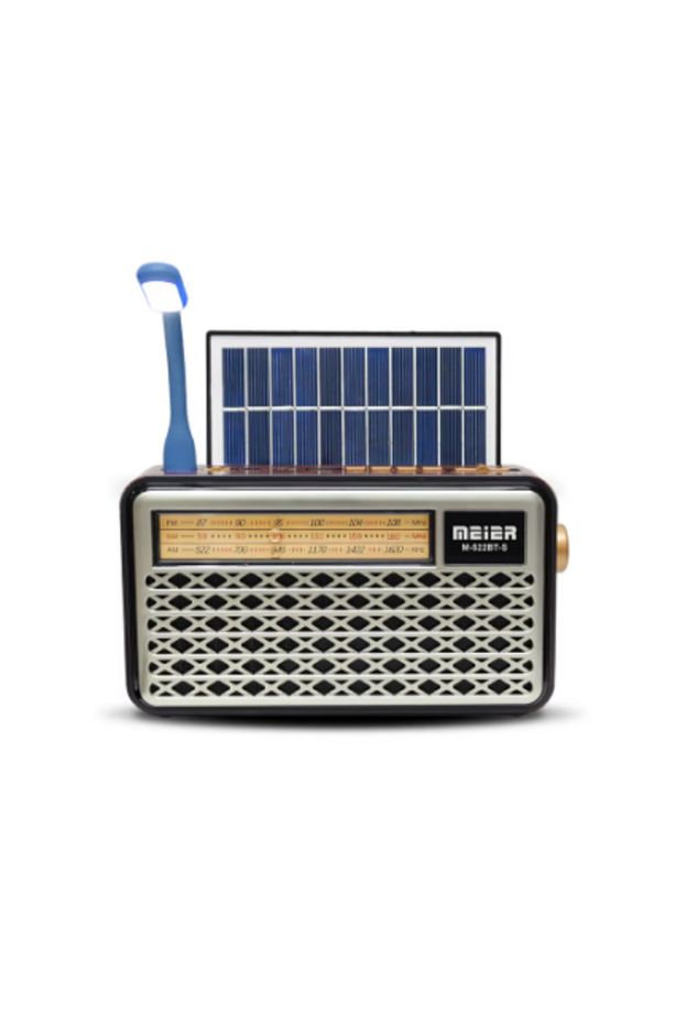 M-521BT-S Vintage Taşınabilir Güneş Enerjili Radyo - USB, Okuma Işığı - 4