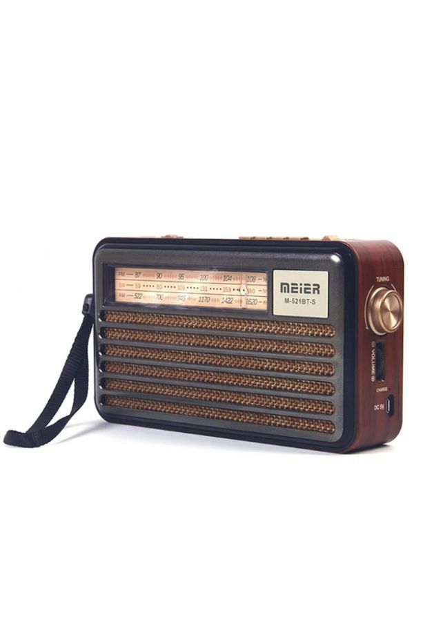 M-521BT-S Vintage Taşınabilir Güneş Enerjili Radyo - USB, Okuma Işığı - 1