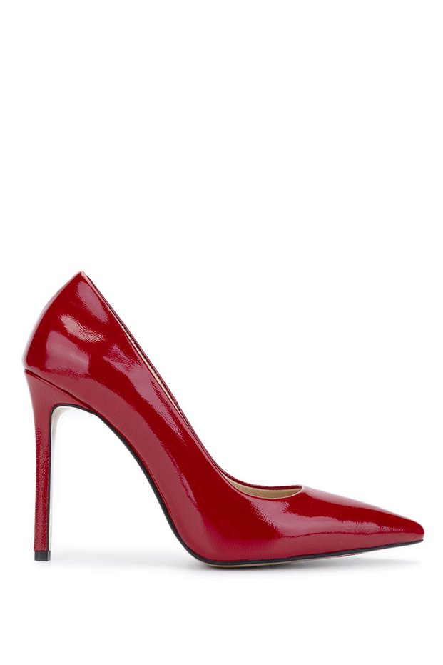 Women's Genuine Leather Red Patent Leather Heeled Shoes