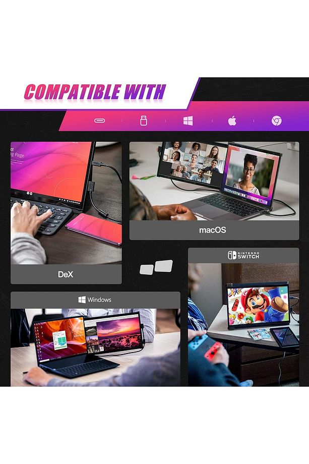 Duex Plus Taşınabilir Dizüstü Bilgisayar Laptop Monitörü 13.3" USB C Güç Kaynaklı Tak Çalıştır Model - 4