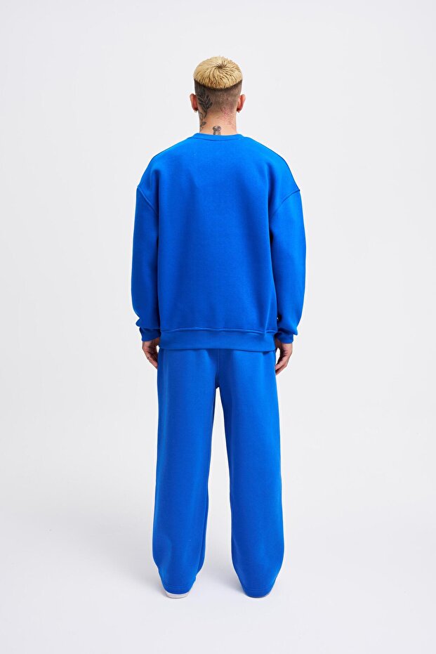 Erkek Oversize Basic Sweatshirt SOFT BLUE - 6