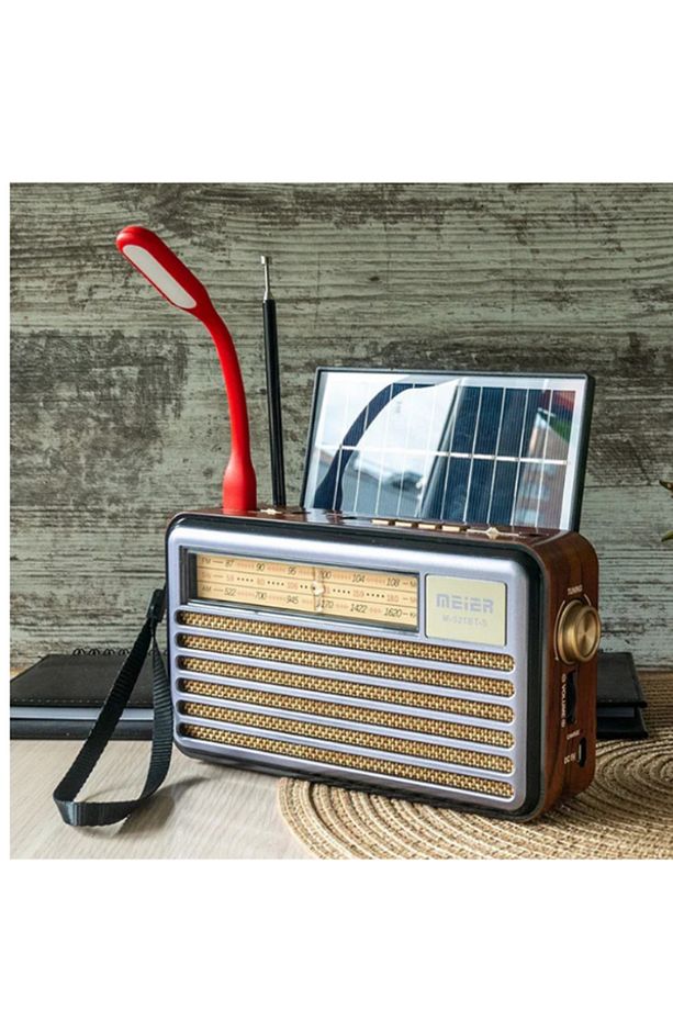 M-521BT-S Vintage Taşınabilir Güneş Enerjili Radyo - USB, Okuma Işığı - 2