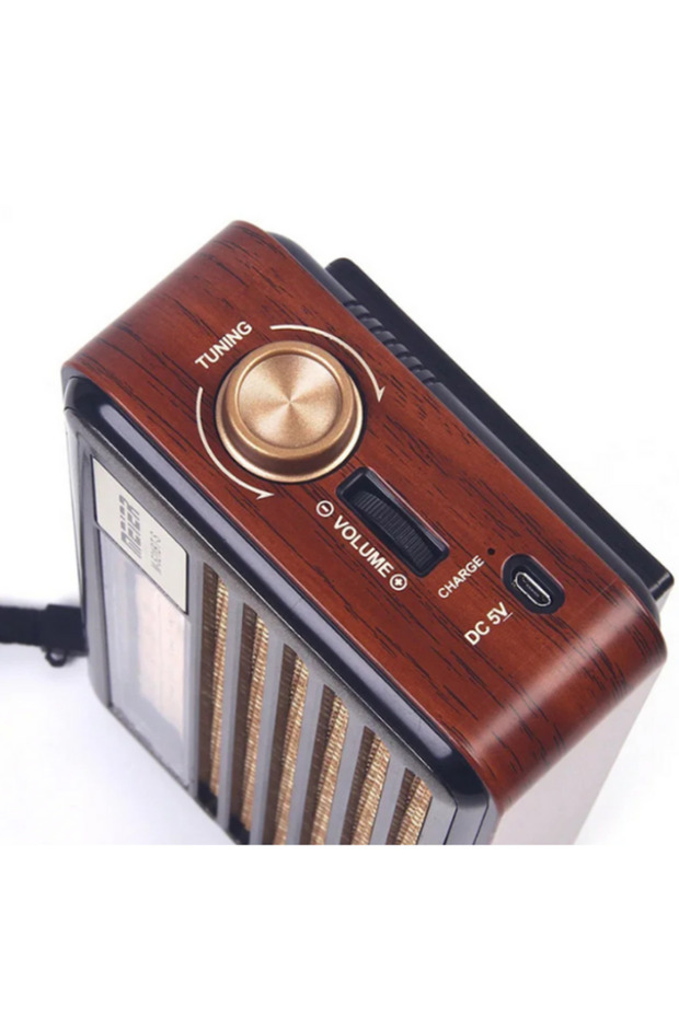 M-521BT-S Vintage Taşınabilir Güneş Enerjili Radyo - USB, Okuma Işığı - 3