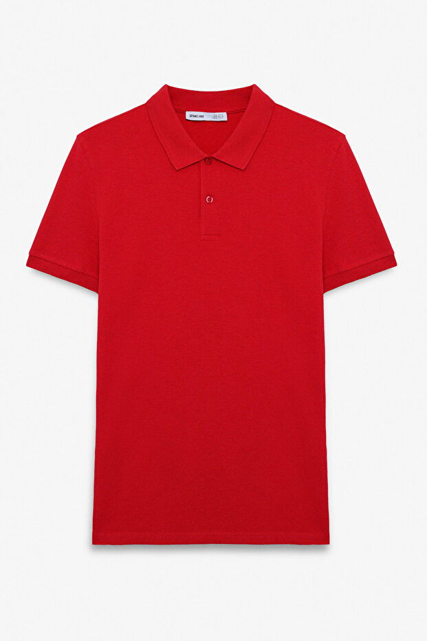 Skyloom Men's 100% Cotton Short Sleeve Regular Fit Red Polo Neck T-Shirt