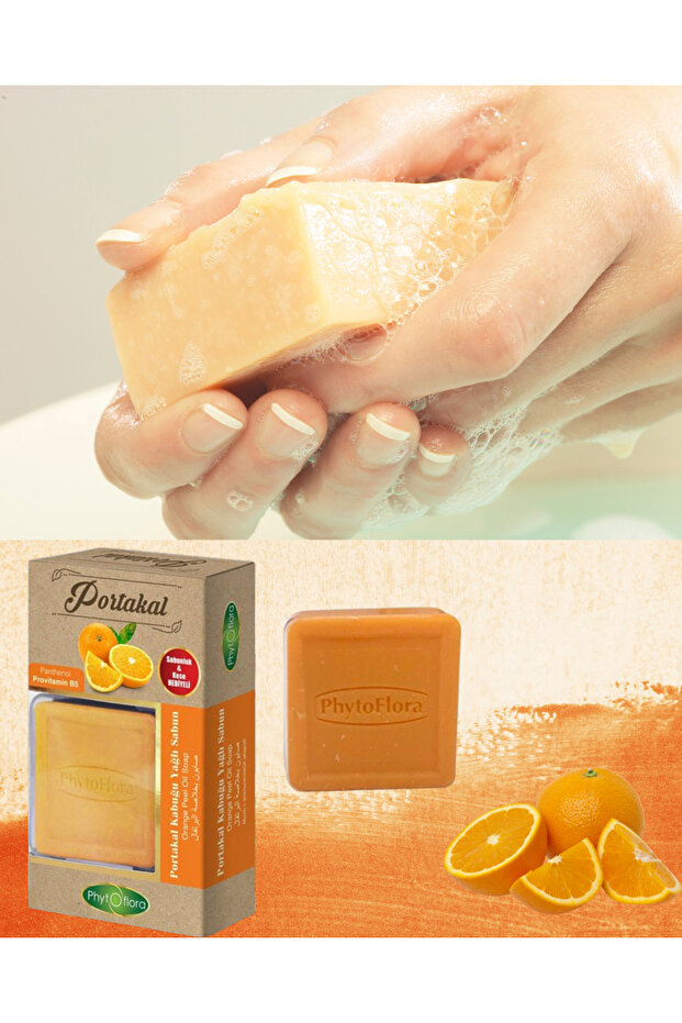 Orange Peel Oil Soap with Pouch and Soap Dish Gift 125 Gr