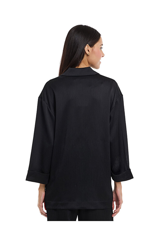 سترة مزدوجة الصدر سادة - 3