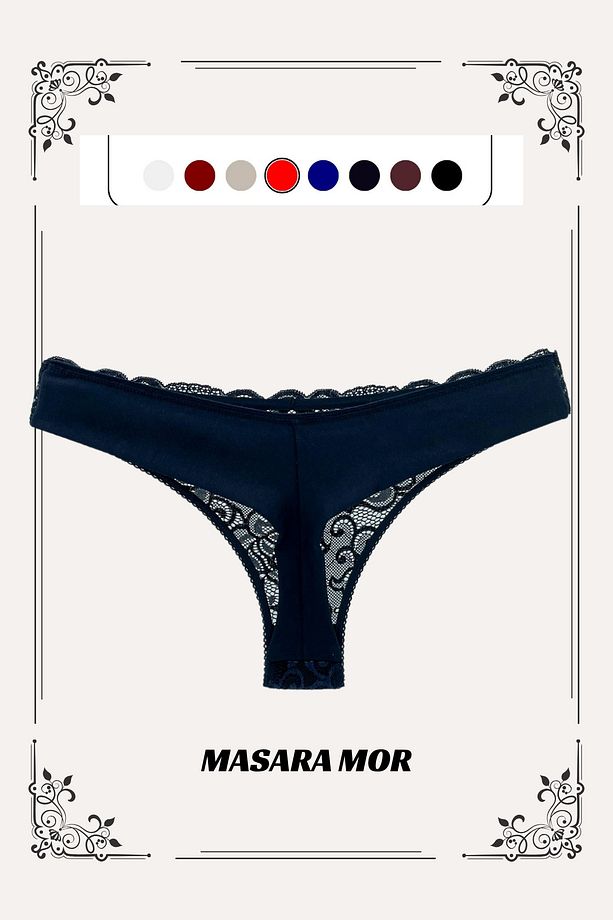 Masara Model Dantel Detaylı Yumuşak Dokulu String Külot Mor Renk - 3