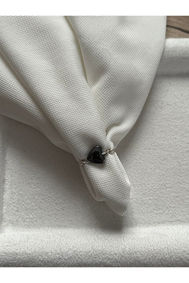 قلب الهيماتيت حجر قابل للتعديل سلك الفضة الدائري - 1