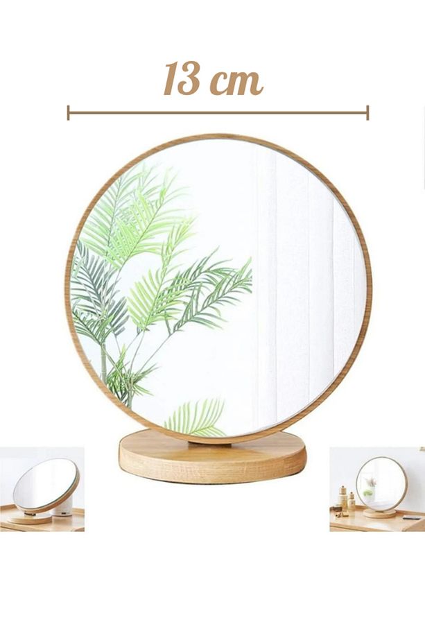 Masaüstü Ayna Ayarlanabilir Menteşeli 13 Cm Oval Görünümlü Ahşap Makyaj Cilt Bakımı Make Up Mirror - 3