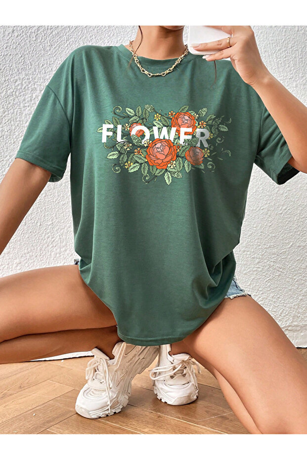 Unisex Flowers Floral Design Printed Tshirt