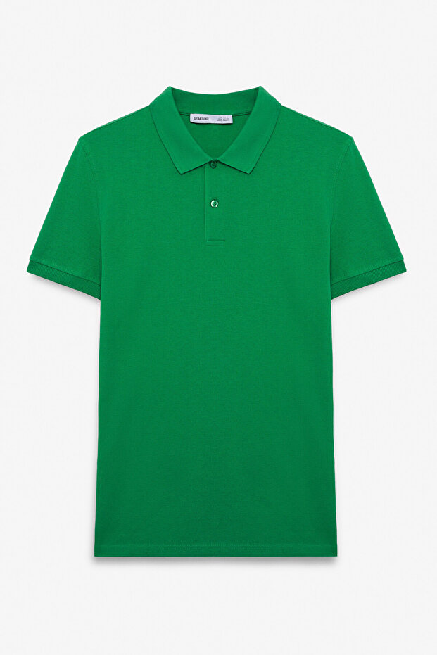 Skyloom men's 100% cotton short sleeve regular fit green polo collar t-shirt